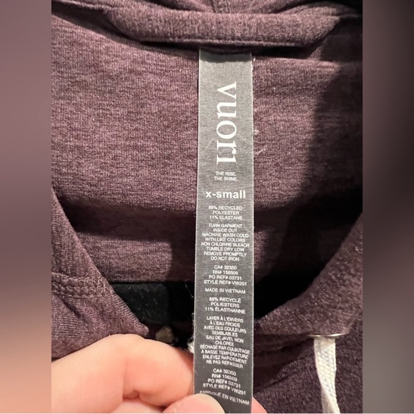 Vuori Purple Halo Performance Zip Front Hoodie Smoke Plum Heather Size XS - Picture 10 of 11
